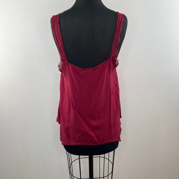 NWT FREE PEOPLE Intimately Wine Red Lace Strap Dobby Dot Cami Top Tank Size S - Picture 7 of 12